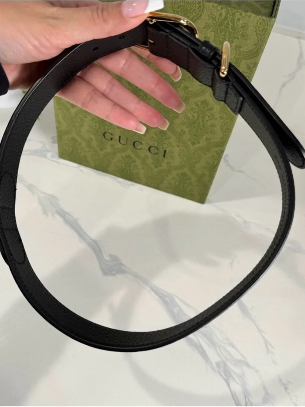 Authentic NEW Beautiful Black Leather Gucci Dog Collar w/ box Size XL